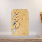 Bamboo Cheese Board with 3 Cheese Knives - Wood