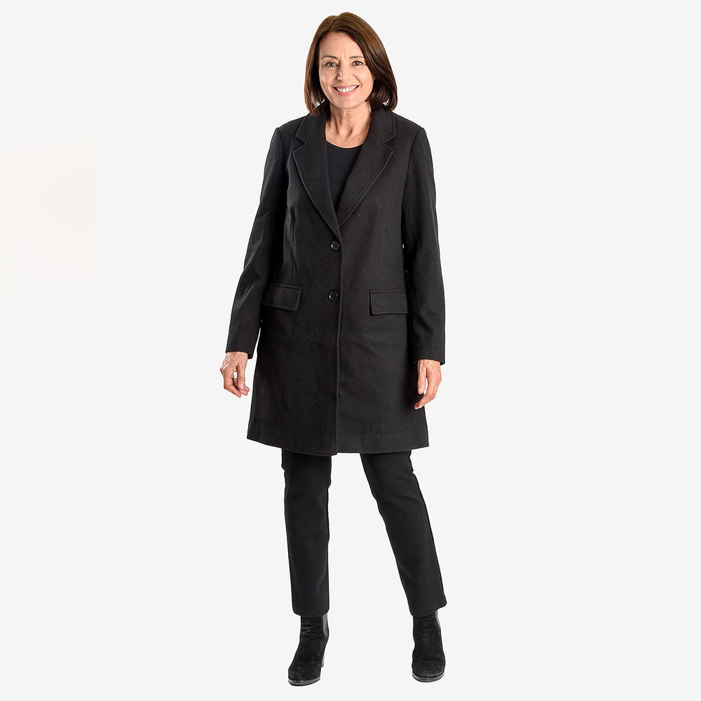 Midlength Knitted Stylish Coat (Size 16) - Black