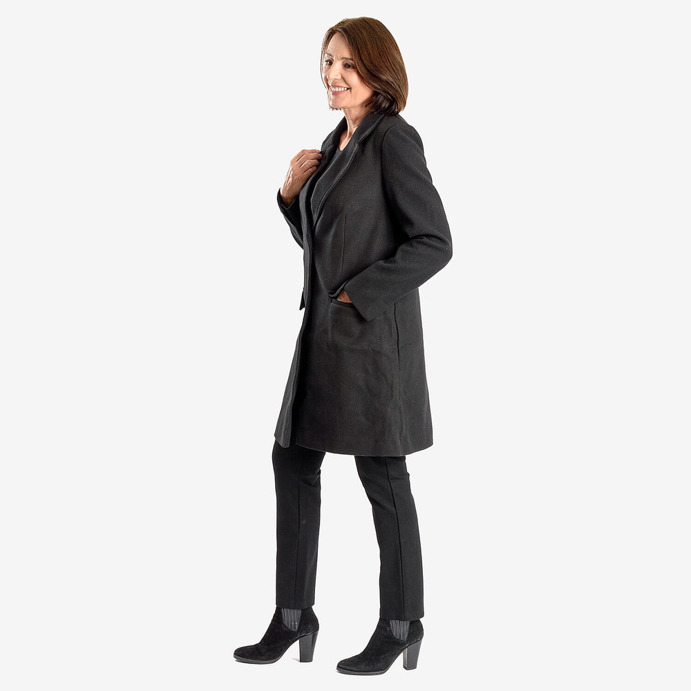 Midlength Knitted Stylish Coat (Size 16) - Black
