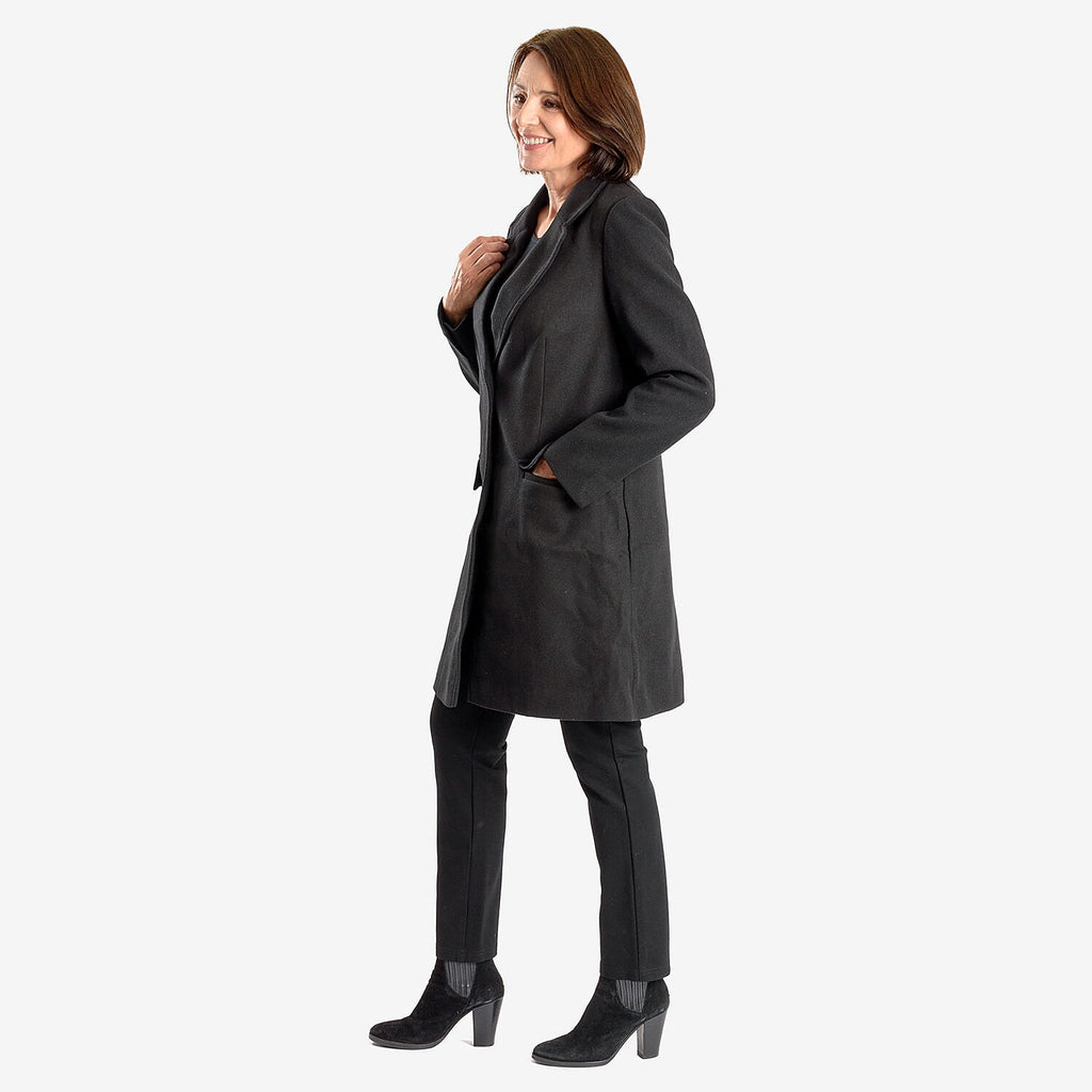 Midlength Knitted Stylish Coat (Size 16) - Black