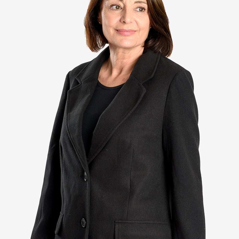 Midlength Knitted Stylish Coat (Size 16) - Black