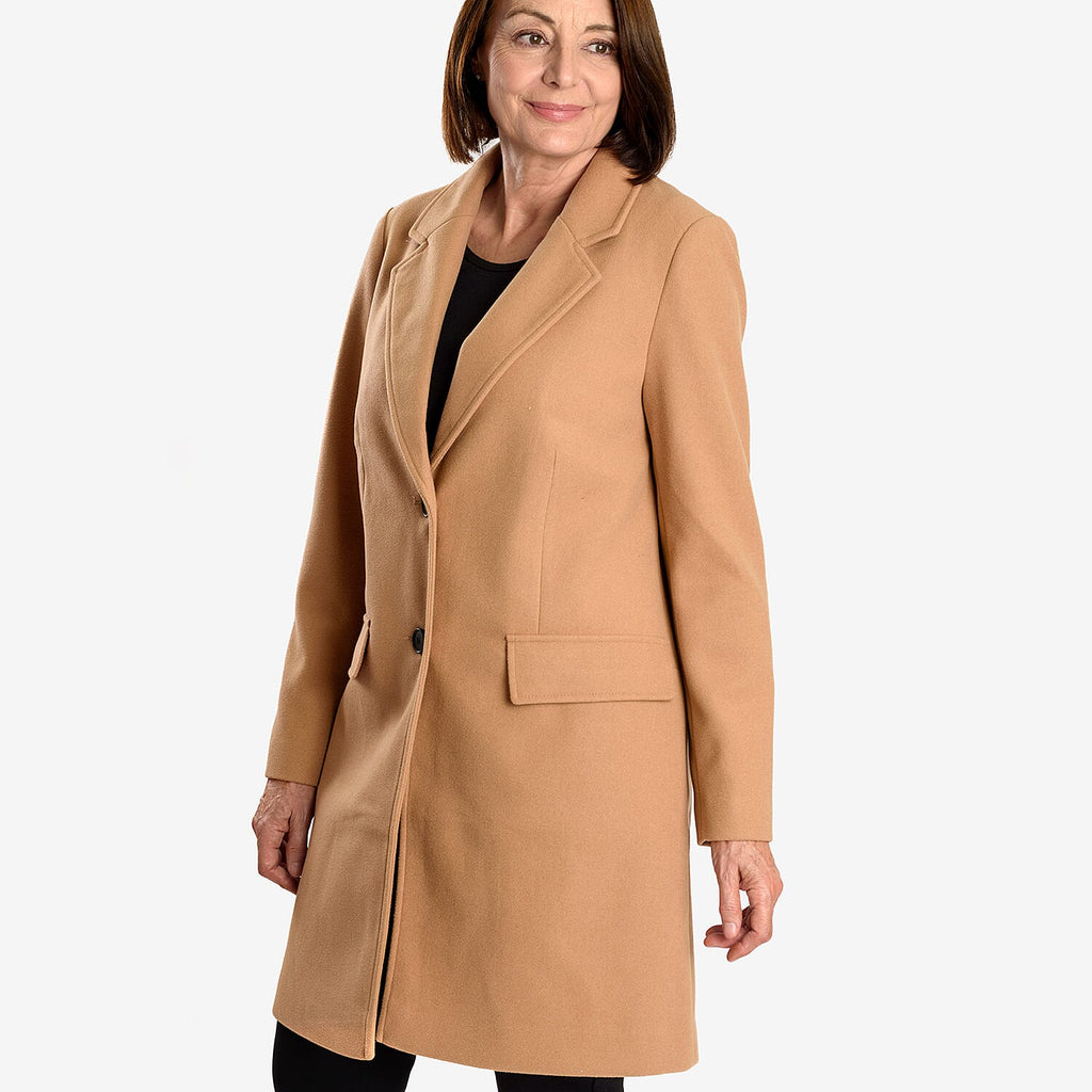 Midlength Knitted Stylish Coat (Size 16) - Camel