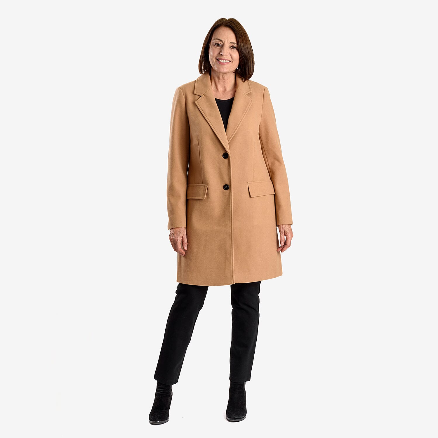 Midlength Knitted Stylish Coat (Size 20) - Camel