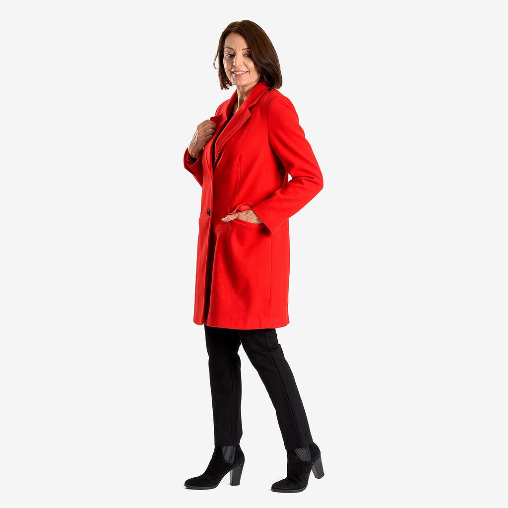 Midlength Knitted Stylish Coat (Size 14) - Red