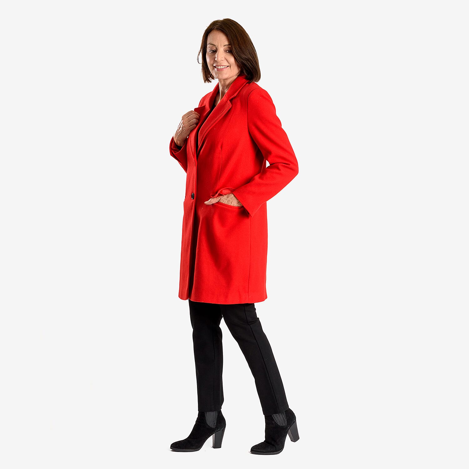 Midlength Knitted Stylish Coat (Size 14) - Red