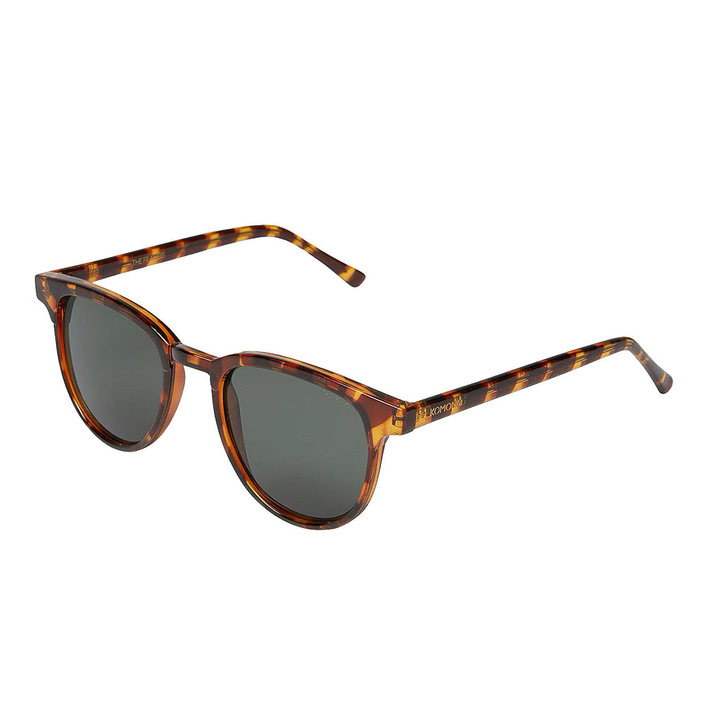 Tortoise Frame Sunglasses with UV Protection - Dark Green