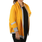 Kris Ana Longline Border Cardigan (Size 8-18) - Mustard & Grey
