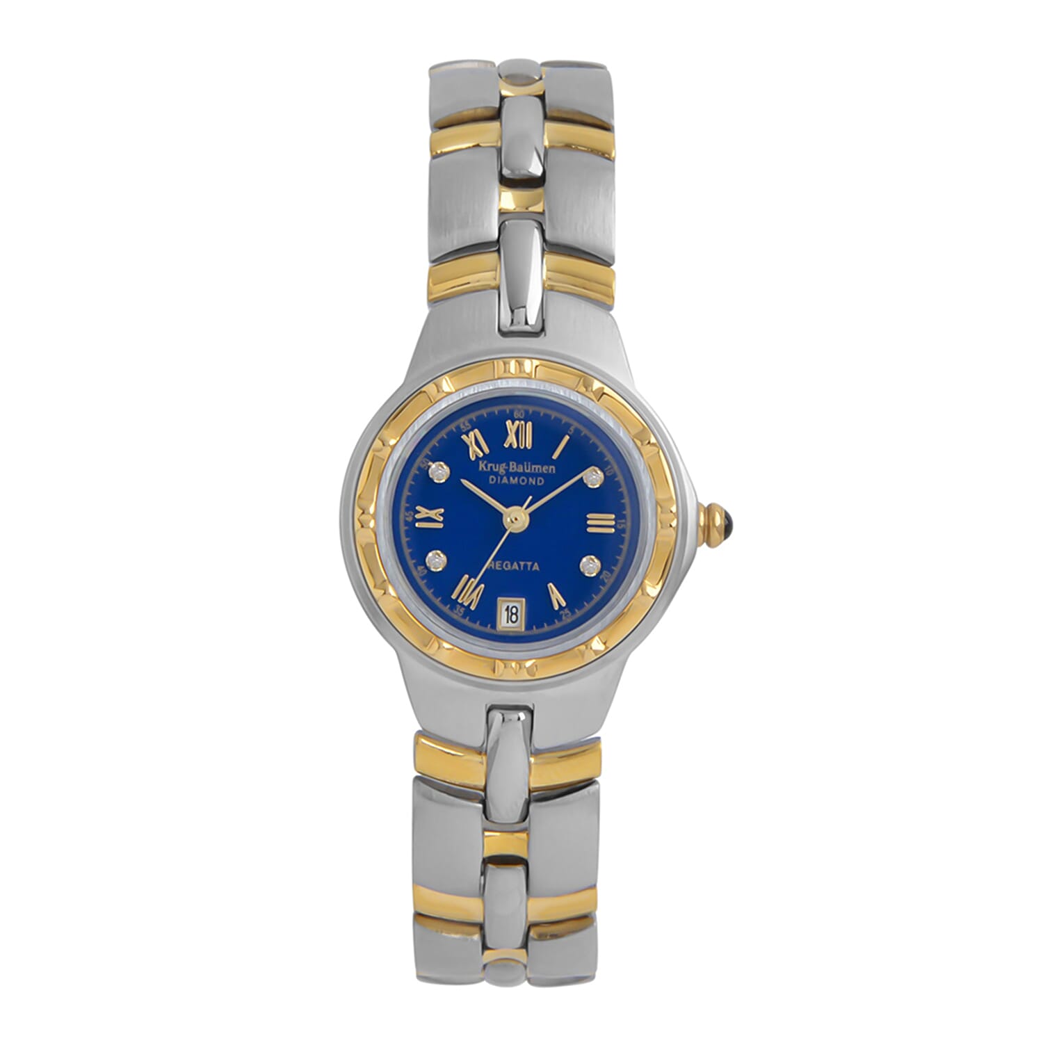 Krug Baumen Regatta 4 Diamond Blue Dial 4ATM WR Ladies Watch with Silver - Gold Colour Strap LAST DAY SALE OFFER