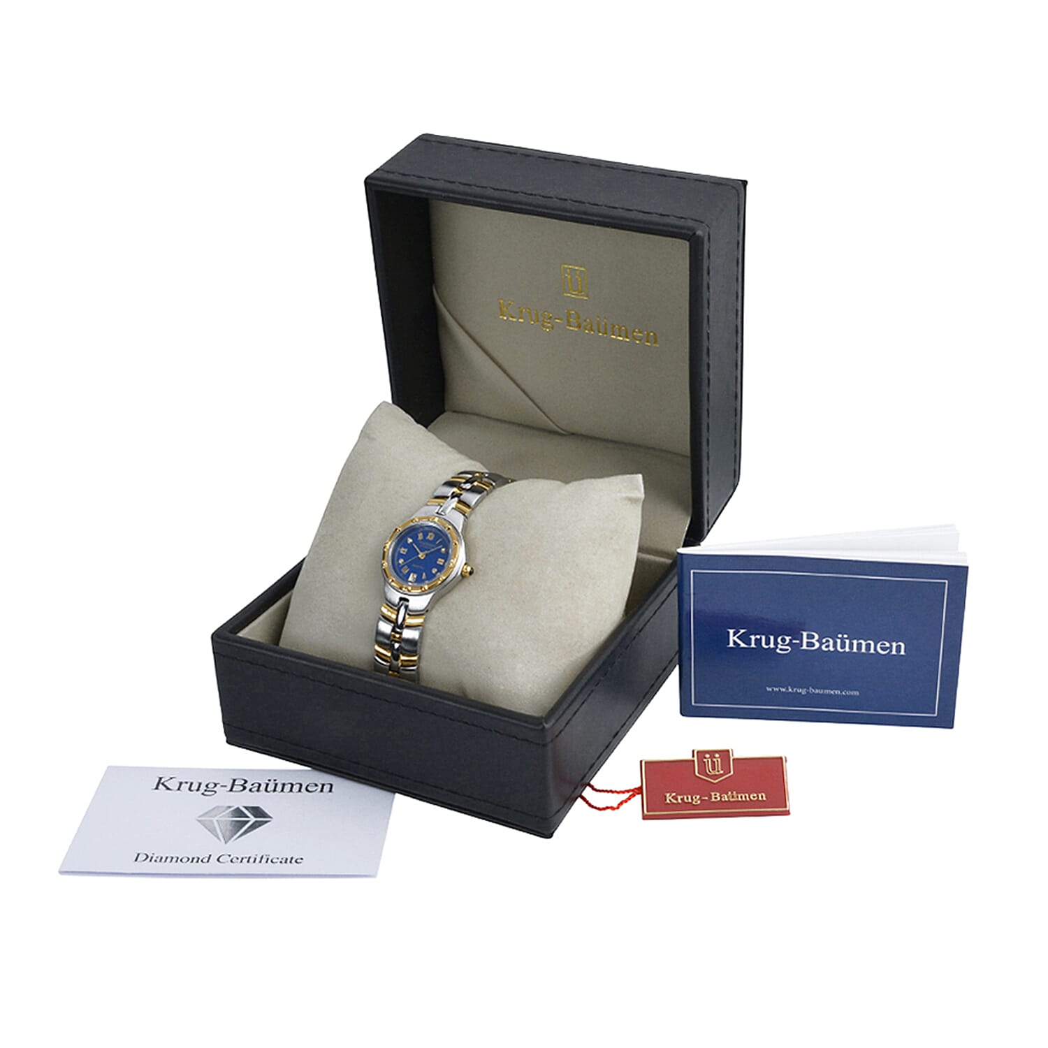 Krug Baumen Regatta 4 Diamond Blue Dial 4ATM WR Ladies Watch with Silver - Gold Colour Strap LAST DAY SALE OFFER