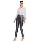 LA MAREY 100% Genuine Leather Ponte Leggings (Size XL, 20-22) - Black- Inside Leg -  29 in