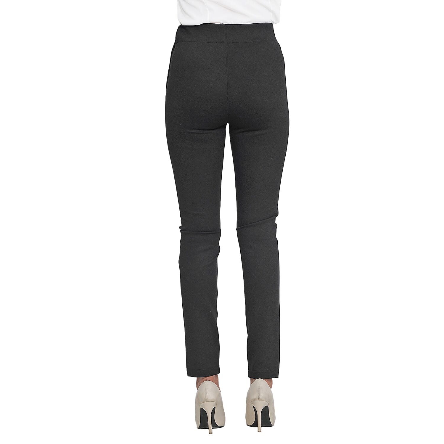 LA MAREY 100% Genuine Leather Ponte Leggings (Size XL, 20-22) - Black- Inside Leg -  29 in