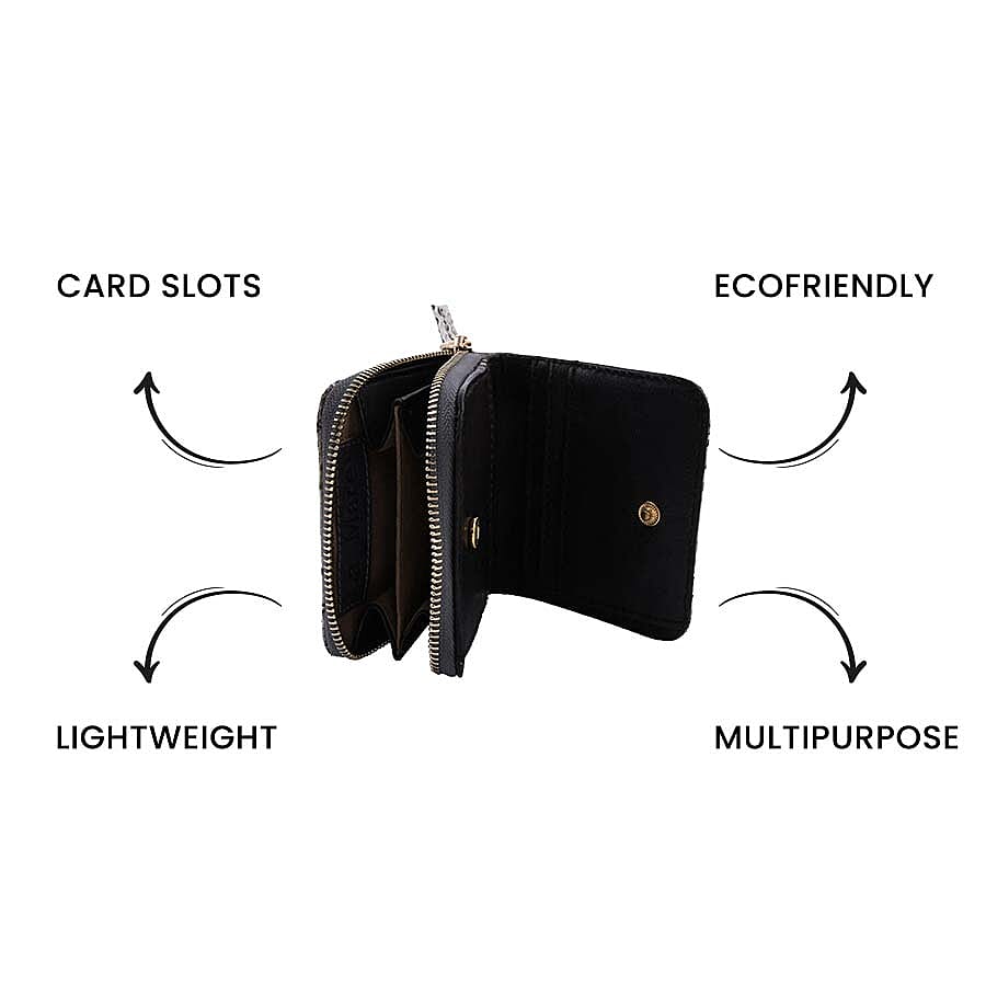 LA MAREY 100% Genuine Python Leather Wallet with Zipper Closure (Size 11x10x2cm) - Beige & Multi