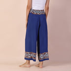 LA MAREY 100% Viscose Embroidery Women Trousers (Size 8-14) - Blue
