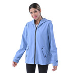 LA MAREY Faux Leather Water Resistant Hoodie Jacket in Blue (Size XL, 20-22)
