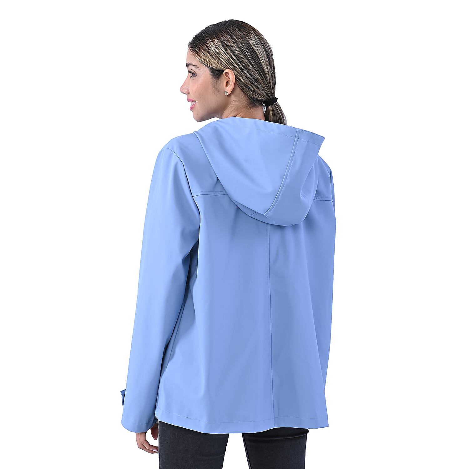 LA MAREY Faux Leather Water Resistant Hoodie Jacket in Blue (Size XL, 20-22)