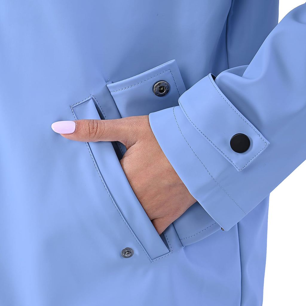 LA MAREY Faux Leather Water Resistant Hoodie Jacket in Blue (Size XL, 20-22)