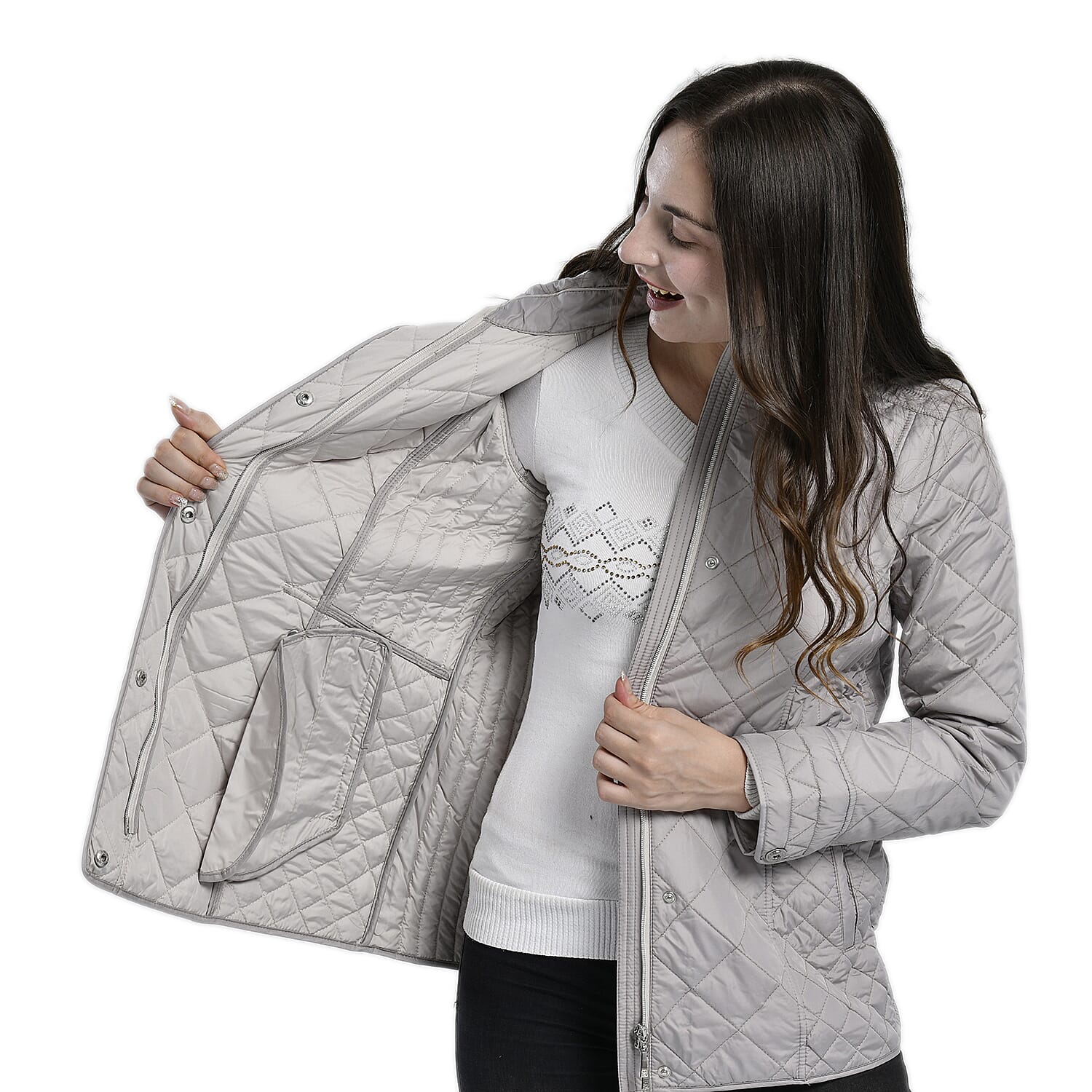 La Marey Lightweight Padded Quilted Jacket (Size 18) - Grey