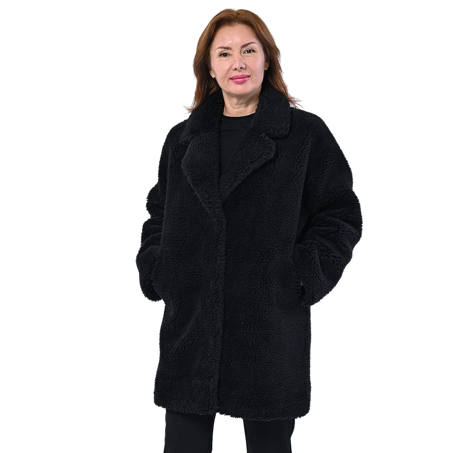 LA MAREY Reversible Faux Fur Winter Coat (Size 10-20) - Black