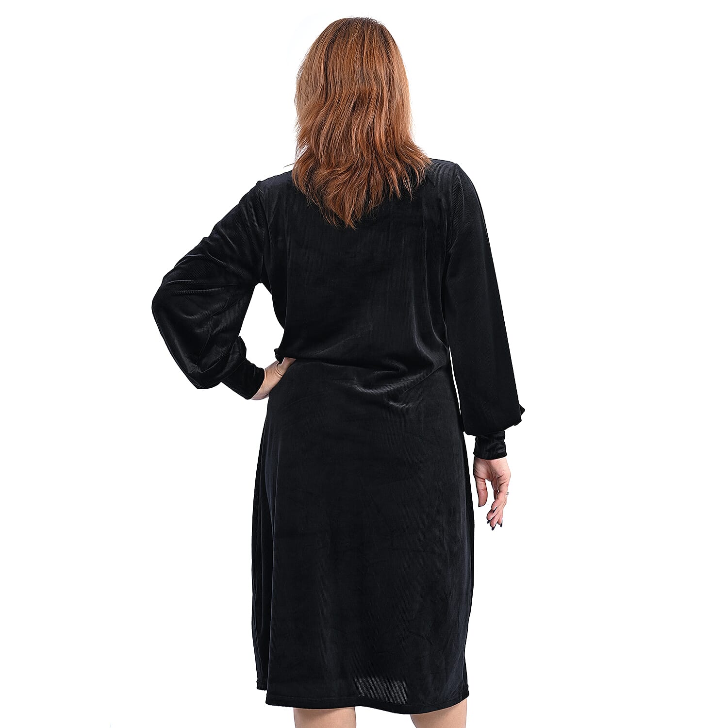 LA MAREY V Neck Long Dress (Size L,16-18) - Black