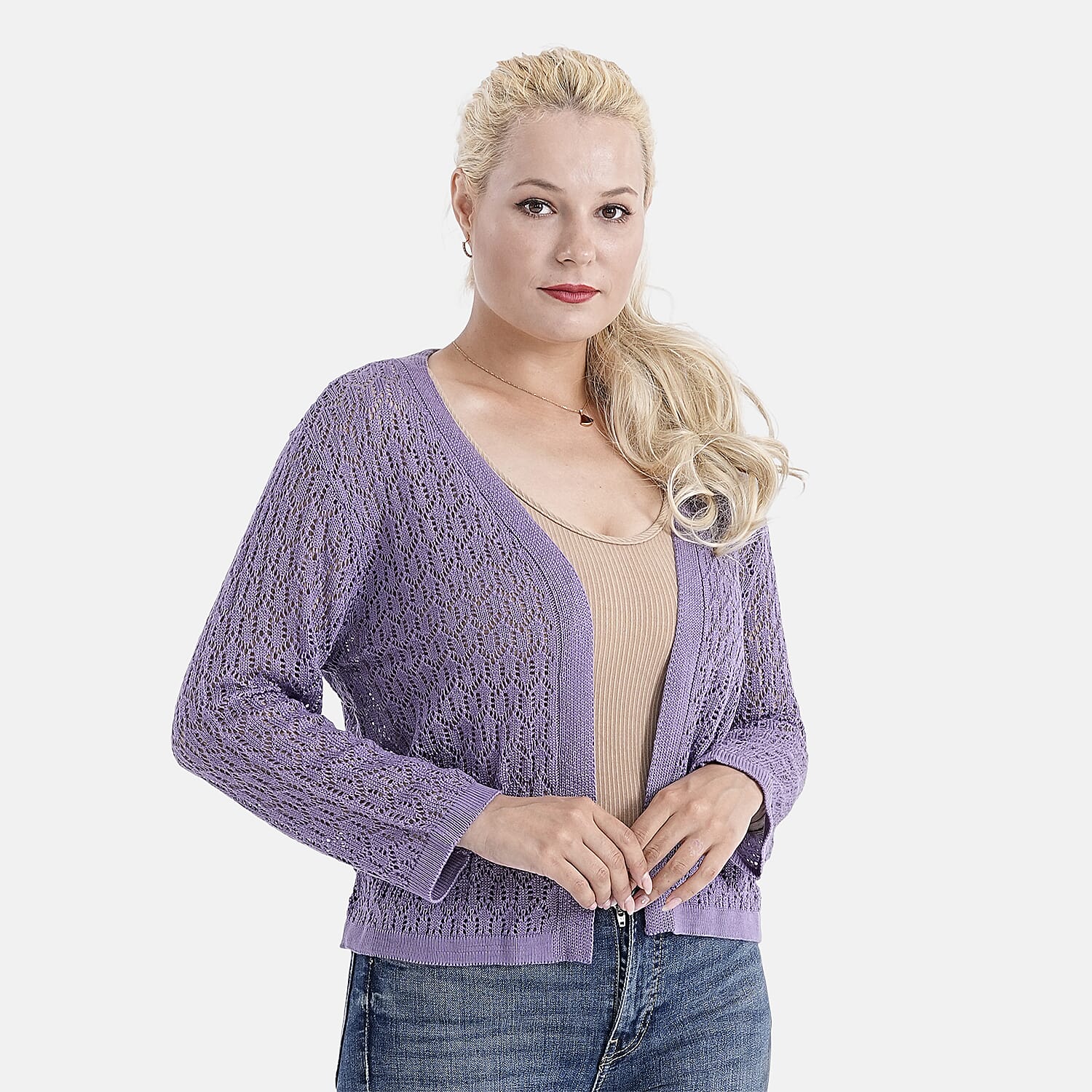 LA MAREY Womens Lace Bolero (Size XXL) - Purple