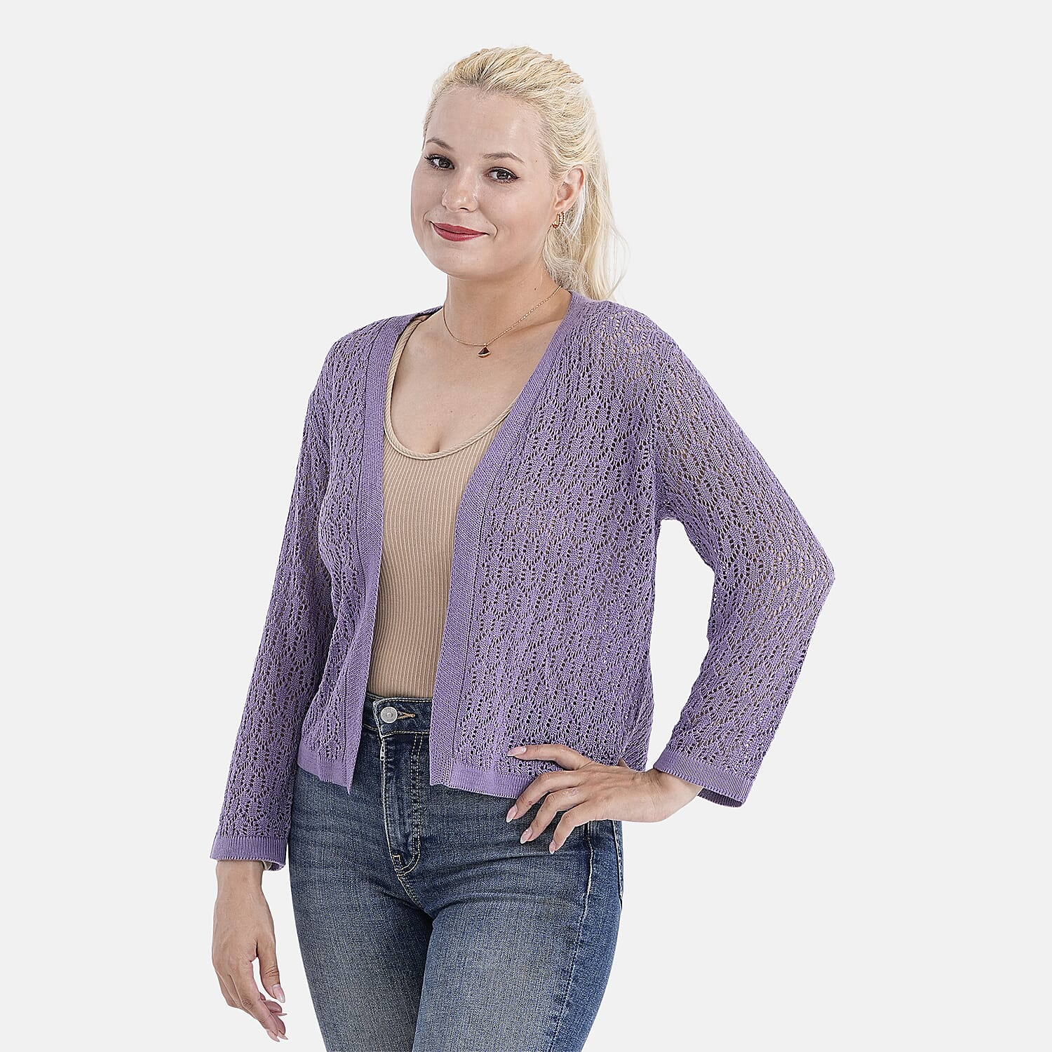 LA MAREY Womens Lace Bolero (Size XXL) - Purple