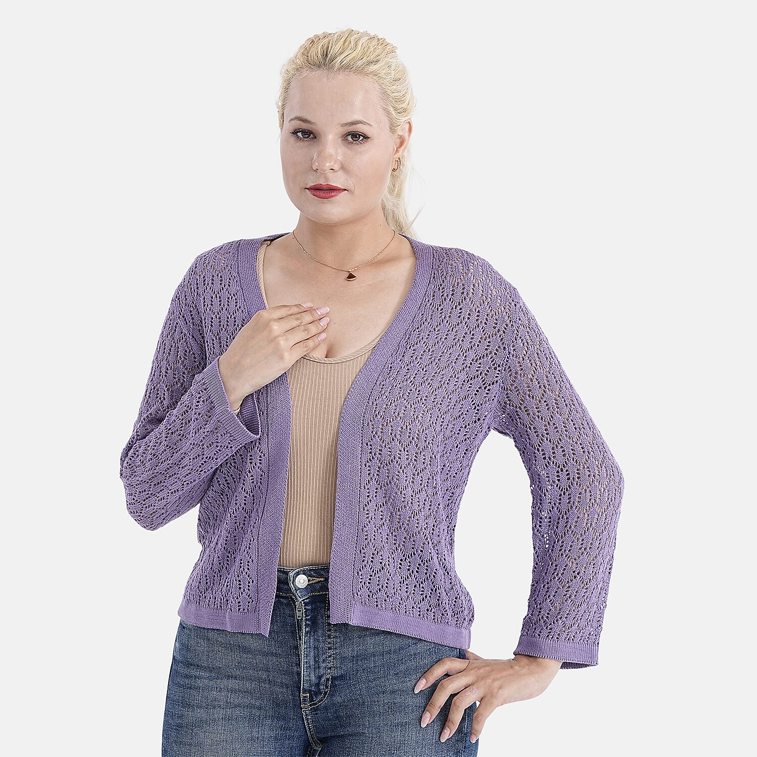 LA MAREY Womens Lace Bolero (Size XXL) - Purple