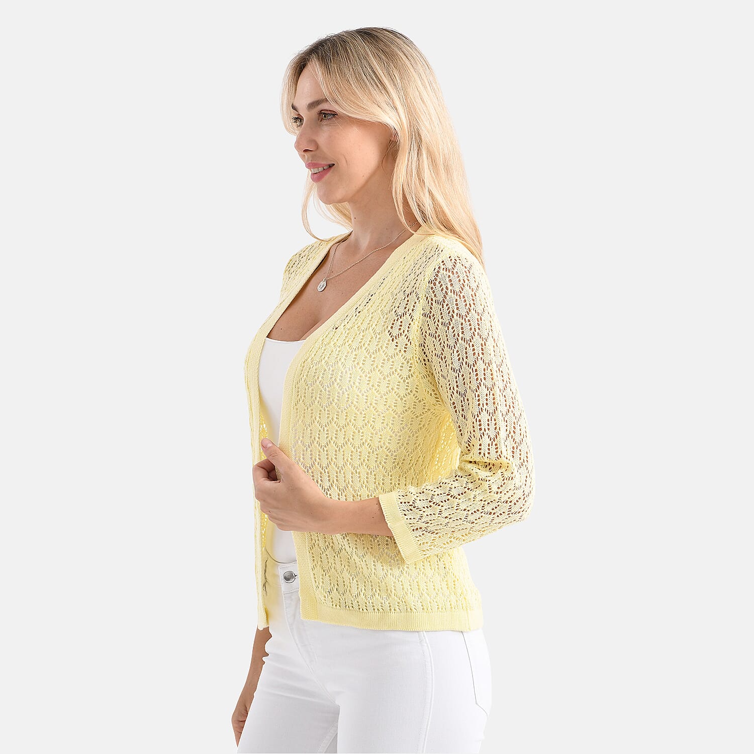 LA MAREY Womens Lace Bolero (Size XXL) - Cheese White