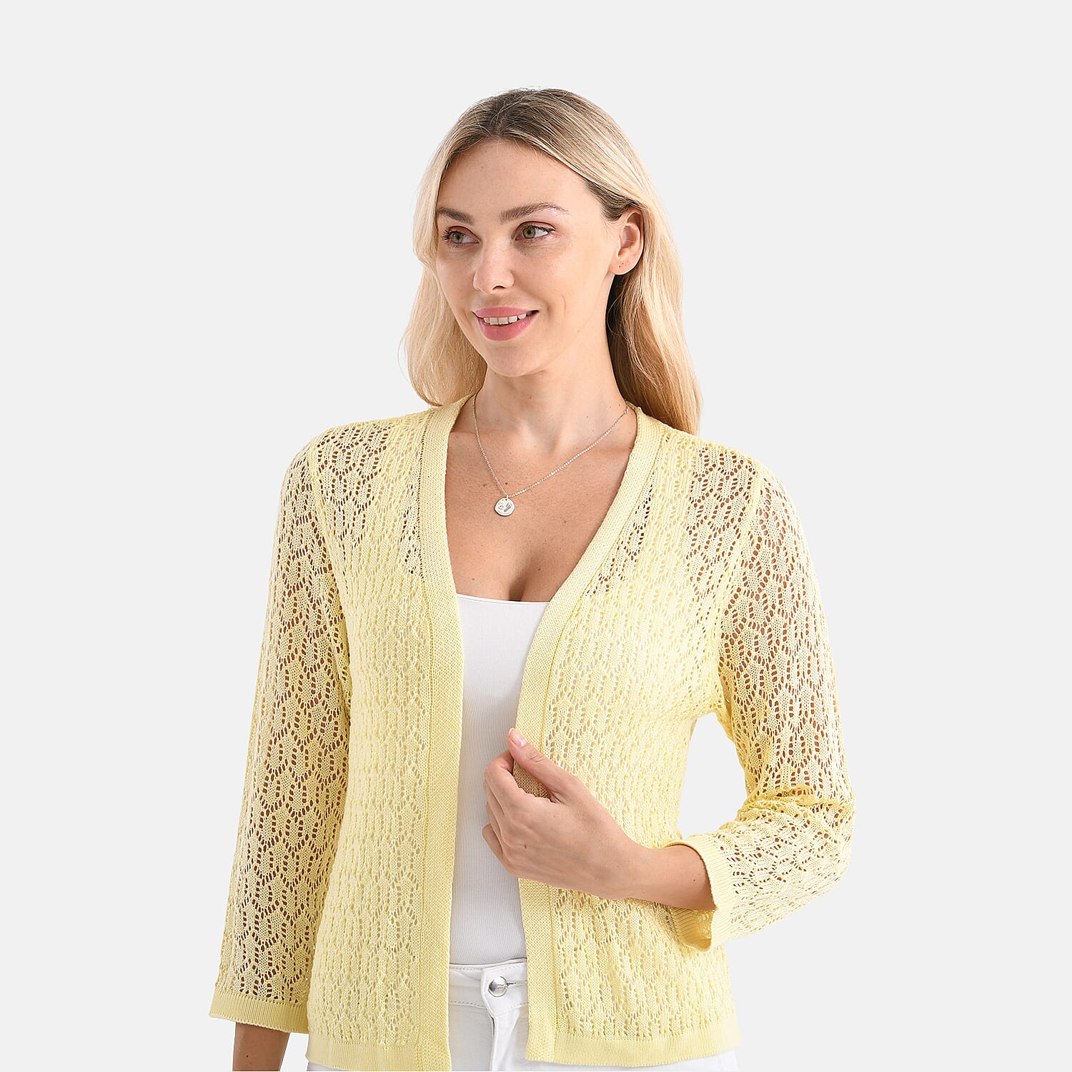 LA MAREY Womens Lace Bolero (Size XXL) - Cheese White