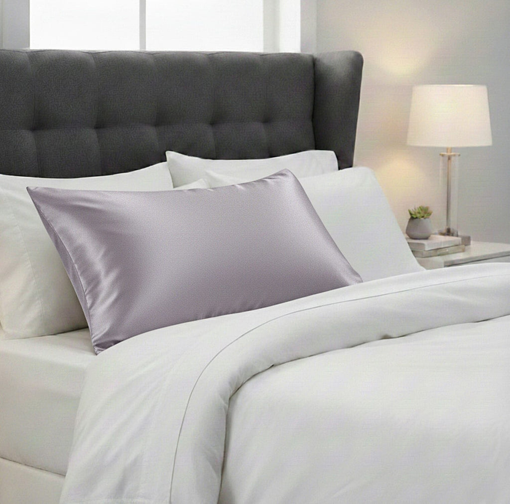 LA Marey Signature 100% Mulberry Silk Pillow Case with Button (Size 75x50 cm) - Silver