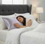 LA Marey Signature 100% Mulberry Silk Pillow Case with Button (Size 75x50 cm) - Silver