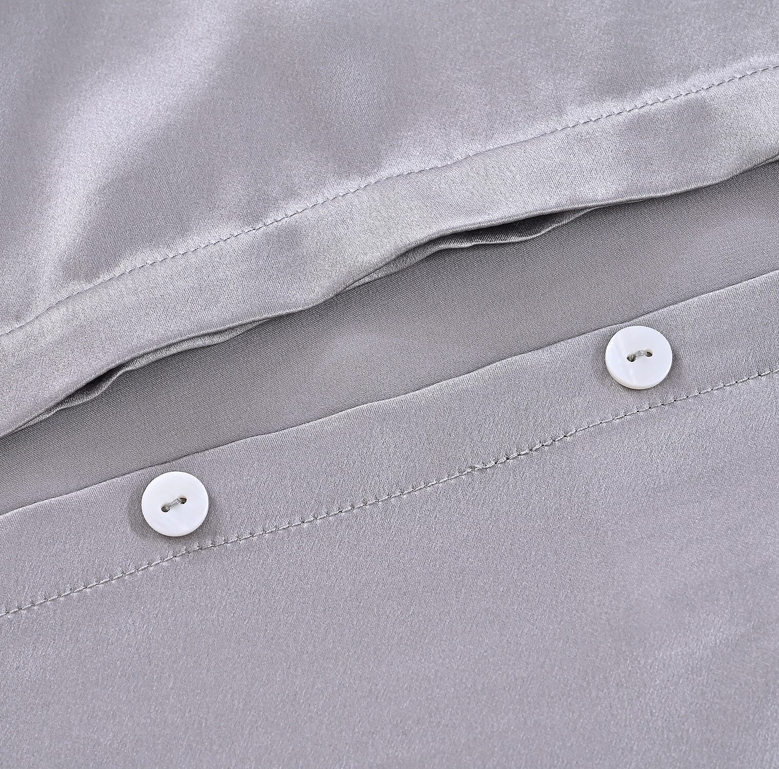 LA Marey Signature 100% Mulberry Silk Pillow Case with Button (Size 75x50 cm) - Silver