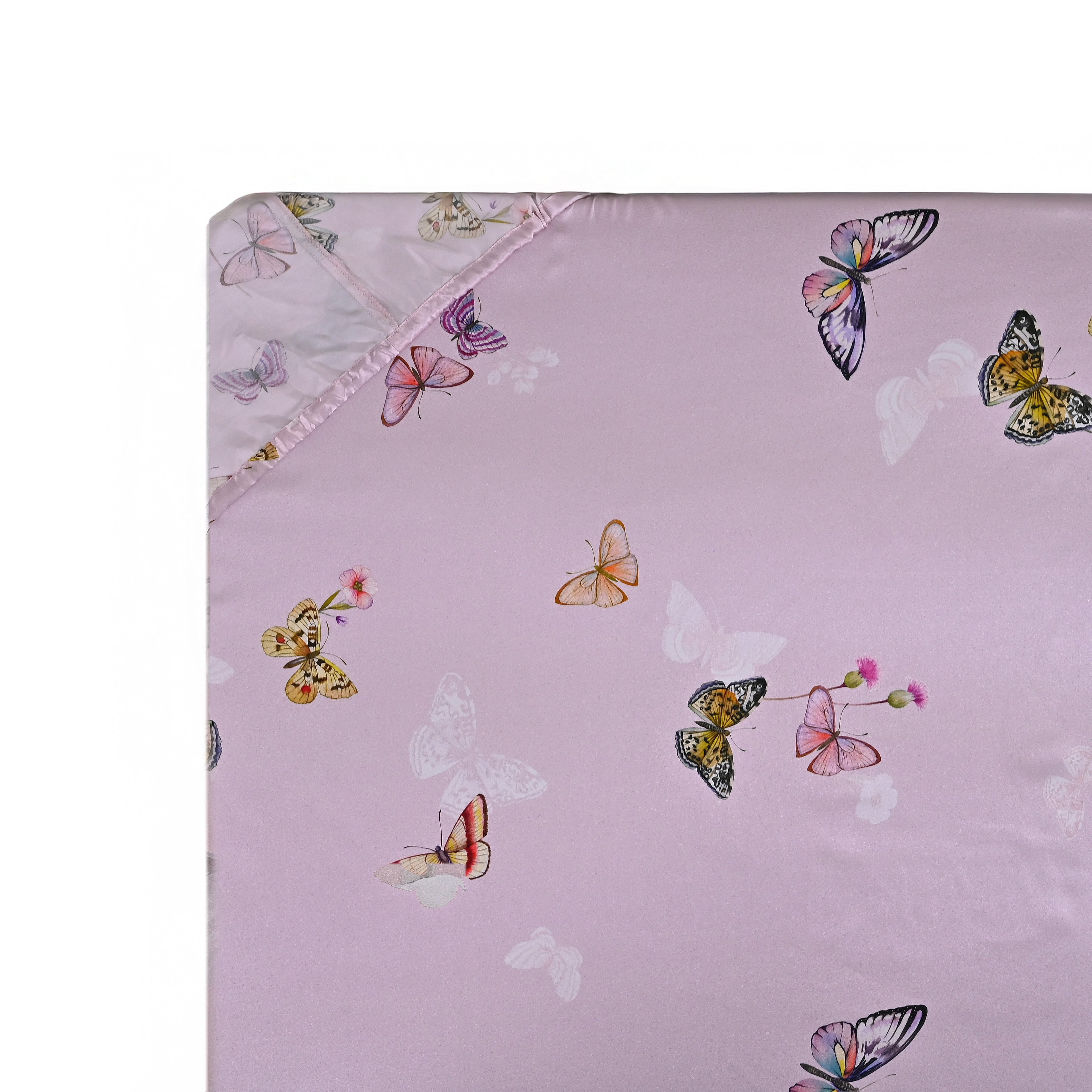 LA Marey Signature Set of 3 100% Mulberry Silk Fitted Sheets & 2 MOP Button Pillowcases (190 x 135 cm)- Pink