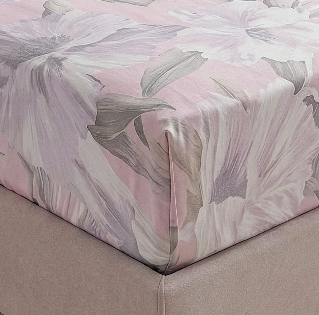 LA Marey Signature Set of 3 100% Mulberry Silk Fitted Sheets & 2 MOP Button Pillowcases (200 x 150 cm) - Beige