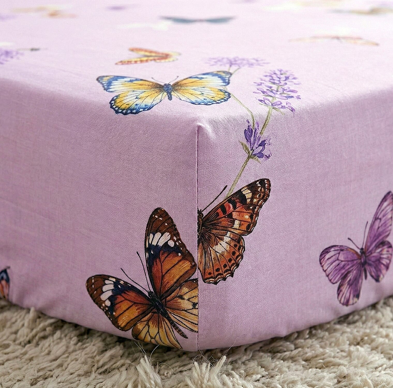 LA Marey Signature Set of 3 100% Mulberry Silk Fitted Sheets & 2 MOP Button Pillowcases (200 x 150 cm) - Pink