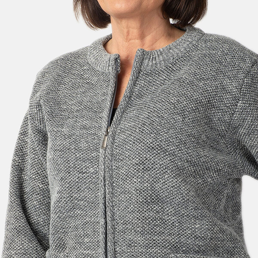 Beaumonde Ladies Round Neck Knitted Zipper (Size 16 to 18) - Grey