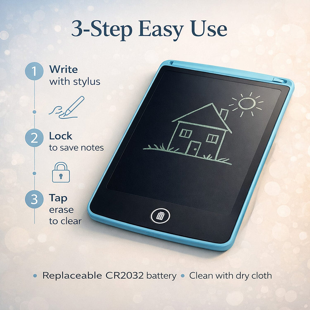LCD Writing & Drawing Tablet with Stylus Pen (8.5 inch) - Blue