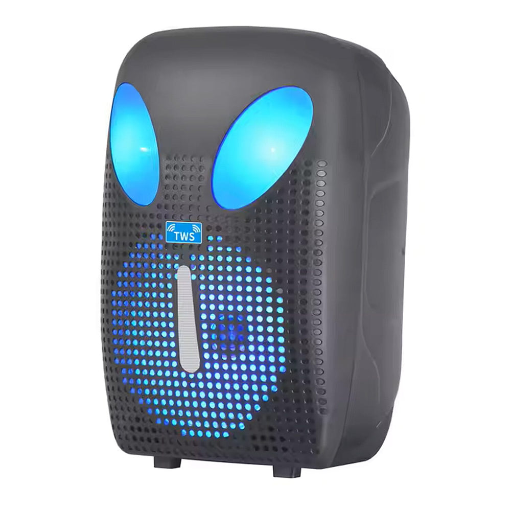 LED Bluetooth Speaker with FM Radio, TF Card, USB, and Wired Microphone Input - Black