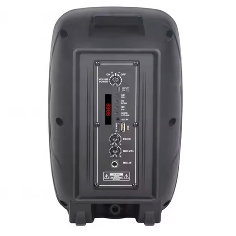 LED Bluetooth Speaker with FM Radio, TF Card, USB, and Wired Microphone Input - Black