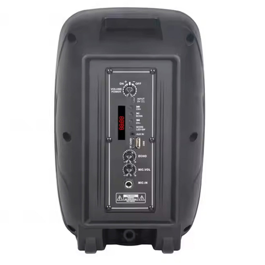 LED Bluetooth Speaker with FM Radio, TF Card, USB, and Wired Microphone Input - Black