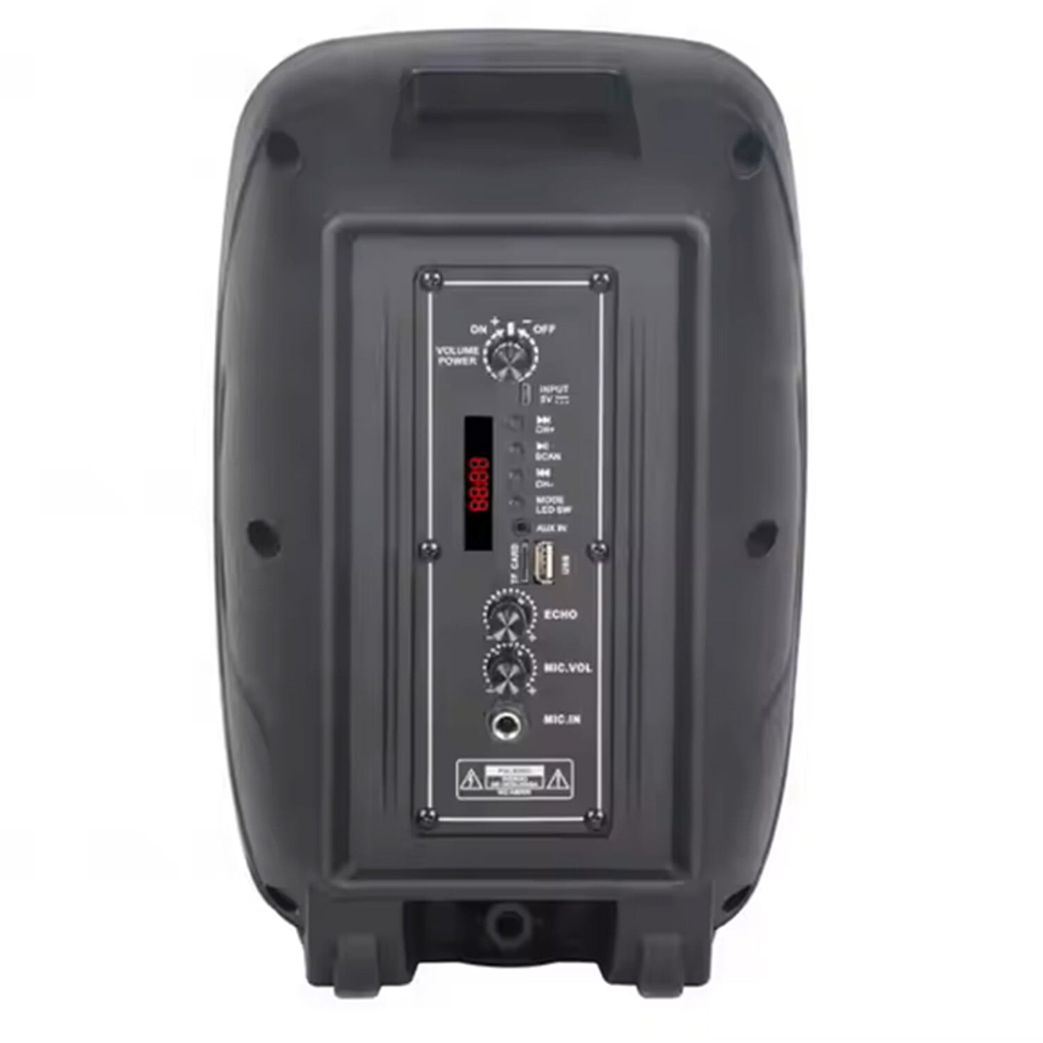 LED Bluetooth Speaker with FM Radio, TF Card, USB, and Wired Microphone Input - Black