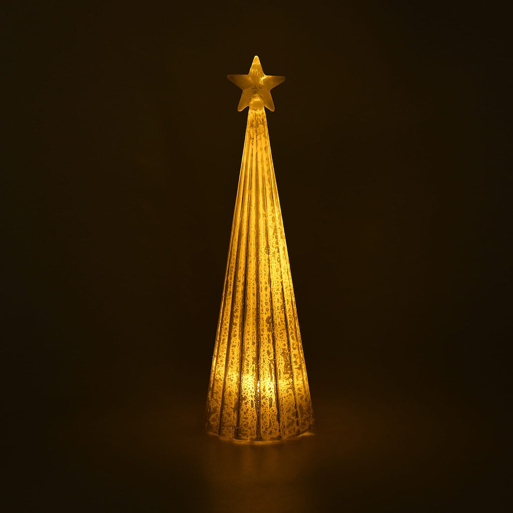 LED Striped Christmas Cone Tree - White