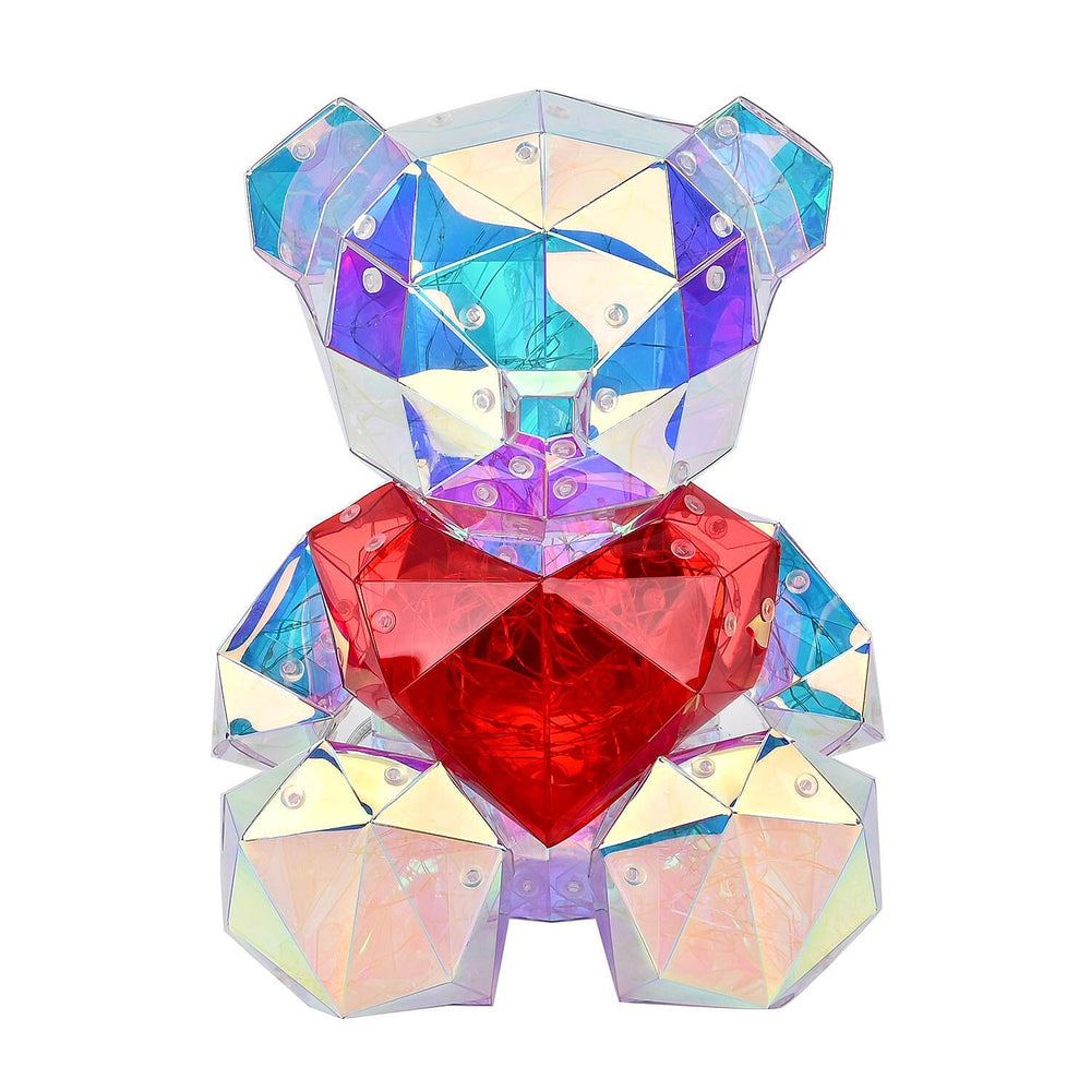 LED Light Up Teddy Bear Holding Big Red Heart in Gift Box (Size 25 Cm)
