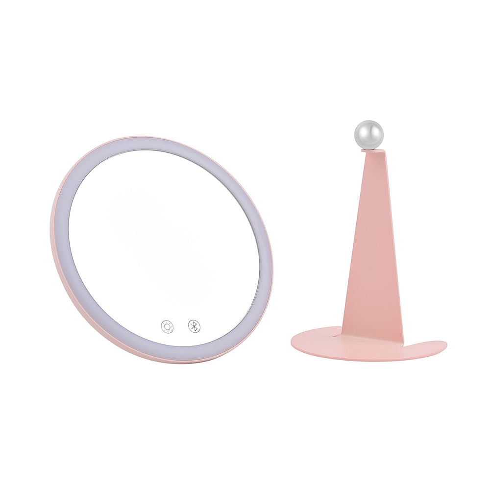 LED Makeup Mirror with Bluetooth Audio (Size 25x18x10 cm) - Pink