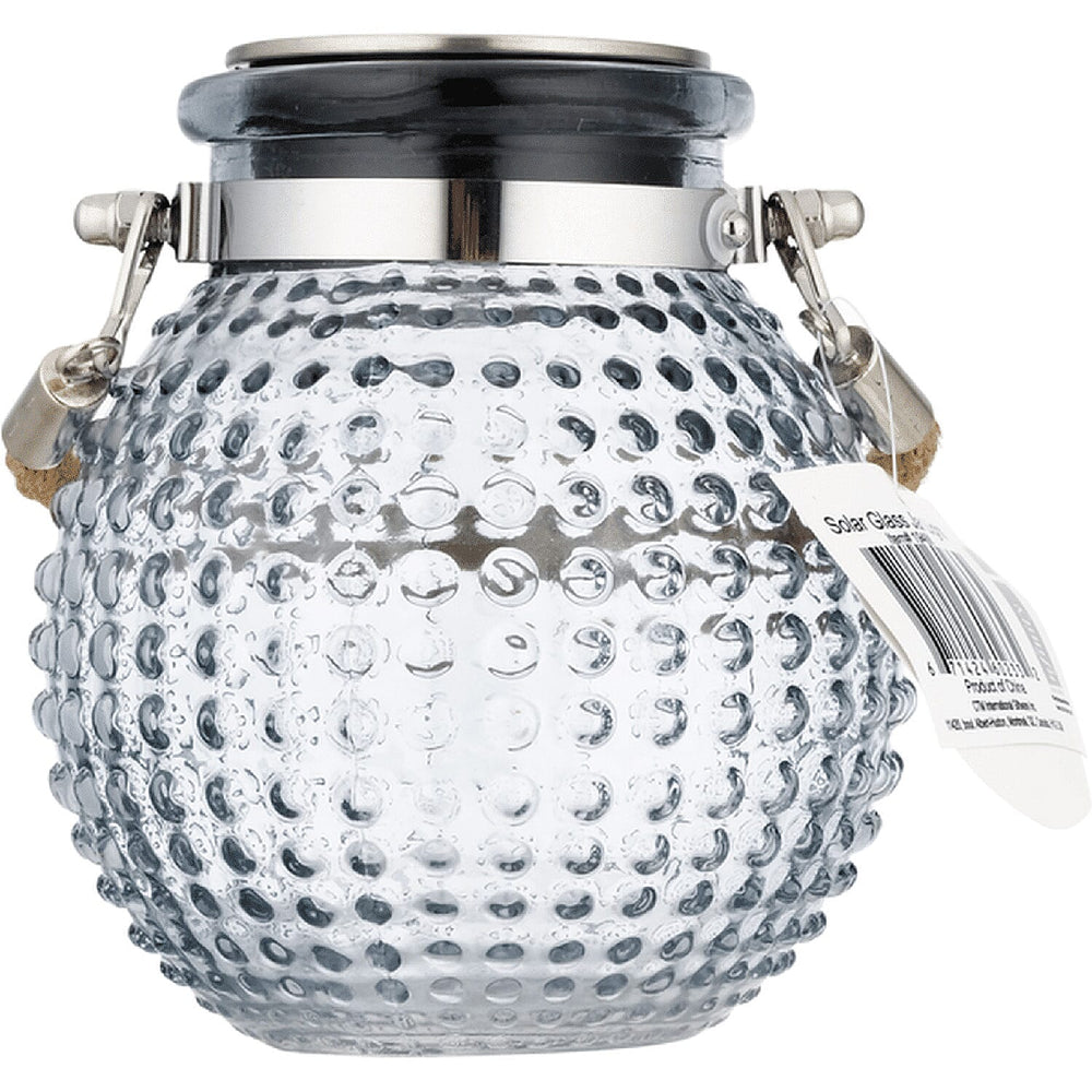 Solar Powered LED Hanging Glass Jar Lantern - Round