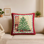 LED Tapestry Cushion Christmas Tree - Beige, Wine Red and Green