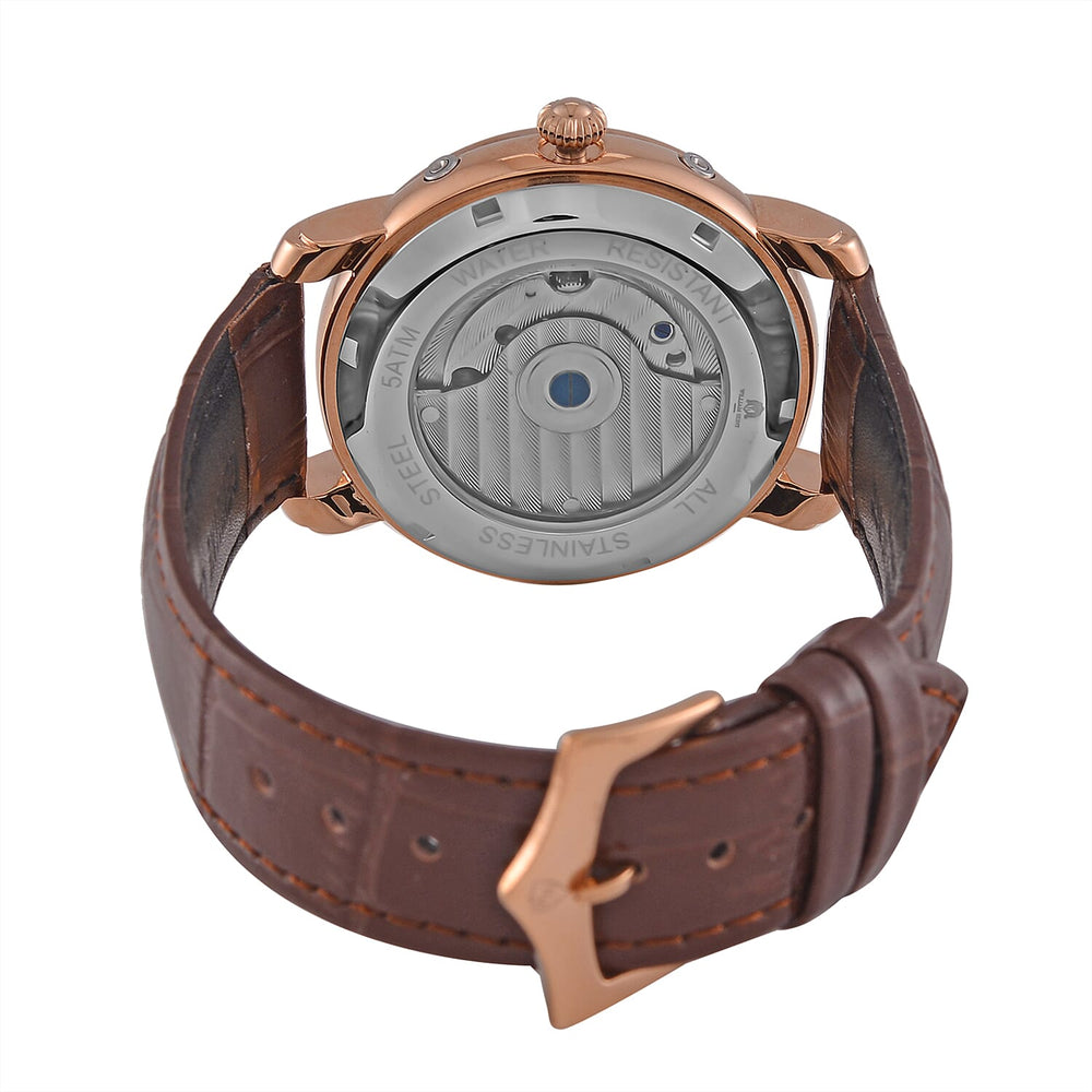 LIMITED EDITION William Hunt London Automatic Movement 5 ATM WR Moon Phase Watch With Brown Leather Strap