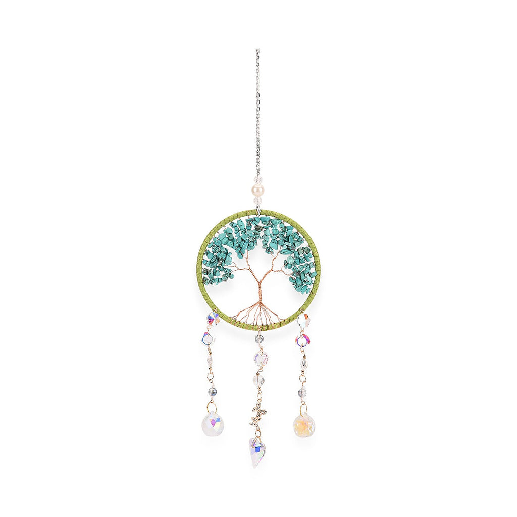 LIVMORE Howlite Tree of Life Wall Hanging Ornament (38 cm) - Green
