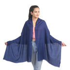 La Marey 100% Cashmere Pashmina Scarf (Size 190x70 Cm) - Dark Blue