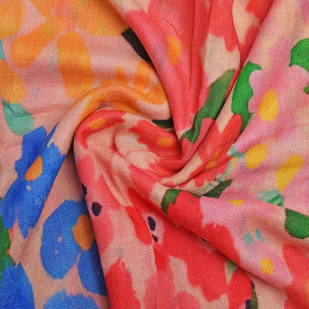 100% Cashmere Floral Printed Scarf - Multi Color