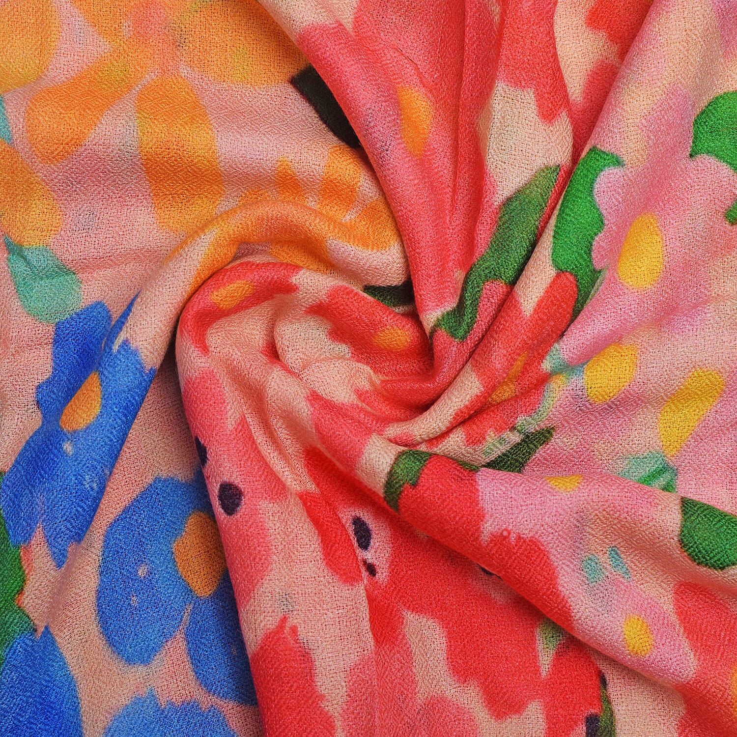 100% Cashmere Floral Printed Scarf - Multi Color